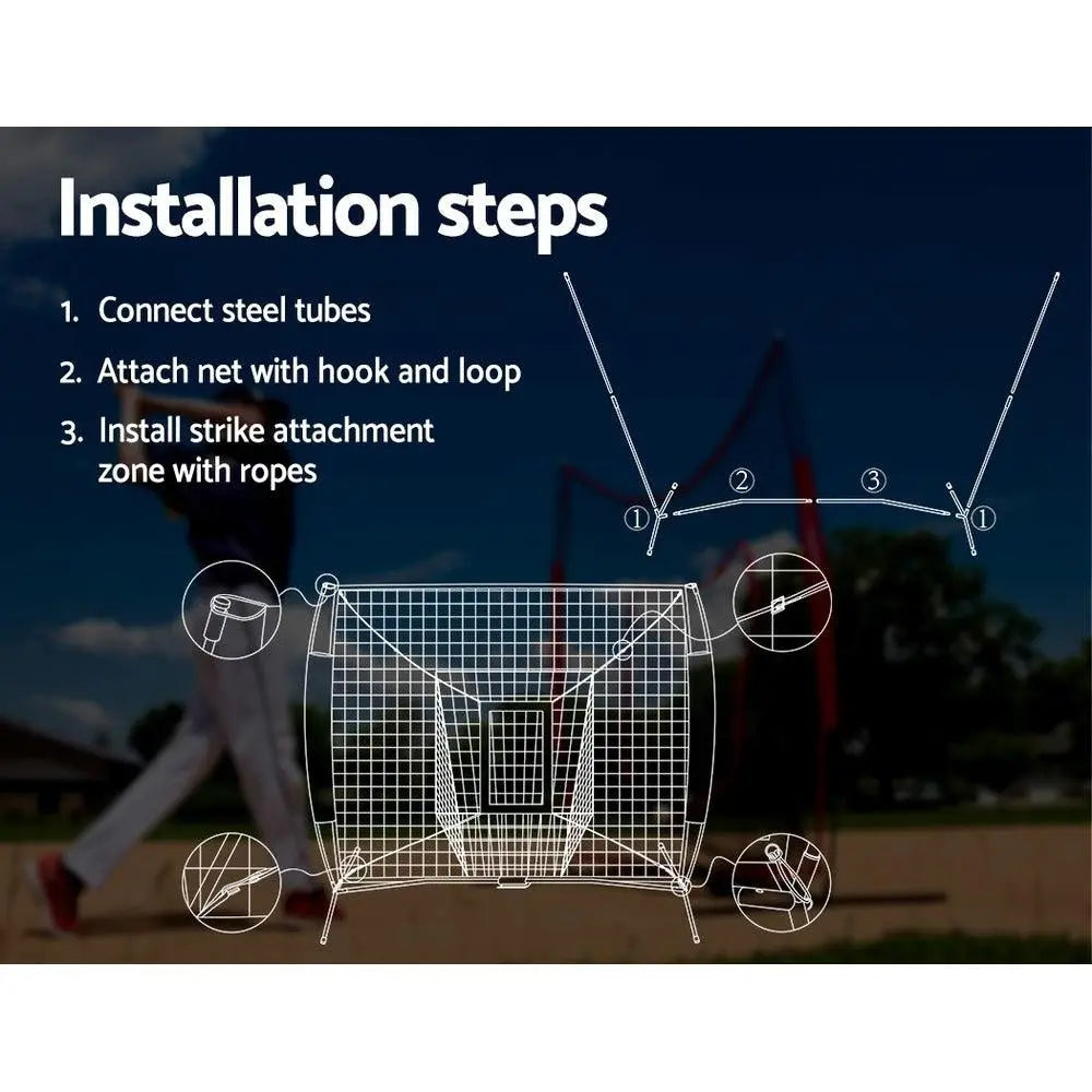 Everfit Portable Baseball Training Net Stand Softball Practice Sports Tennis Deals499