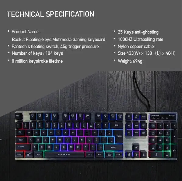 FANTECH KX-302 Major Gaming Keyboard and Mouse Combo Deals499