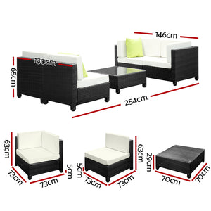 Gardeon 5PC Outdoor Furniture Sofa Set Lounge Setting Wicker Couches Garden Patio Pool Deals499