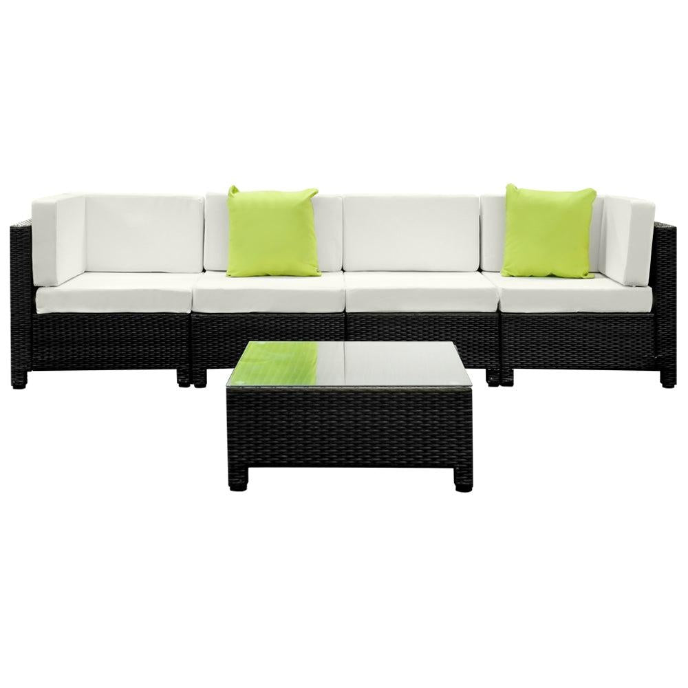 Gardeon 5PC Outdoor Furniture Sofa Set Lounge Setting Wicker Couches Garden Patio Pool Deals499