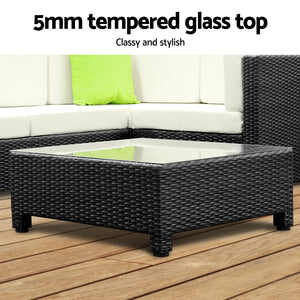 Gardeon 5PC Outdoor Furniture Sofa Set Lounge Setting Wicker Couches Garden Patio Pool Deals499