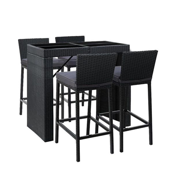 Gardeon Outdoor Bar Set Table Chairs Stools Rattan Patio Furniture 4 Seaters Deals499