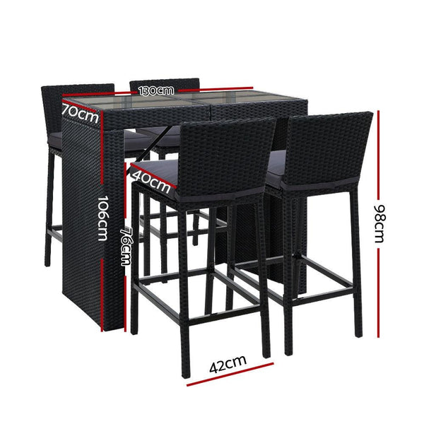 Gardeon Outdoor Bar Set Table Chairs Stools Rattan Patio Furniture 4 Seaters Deals499