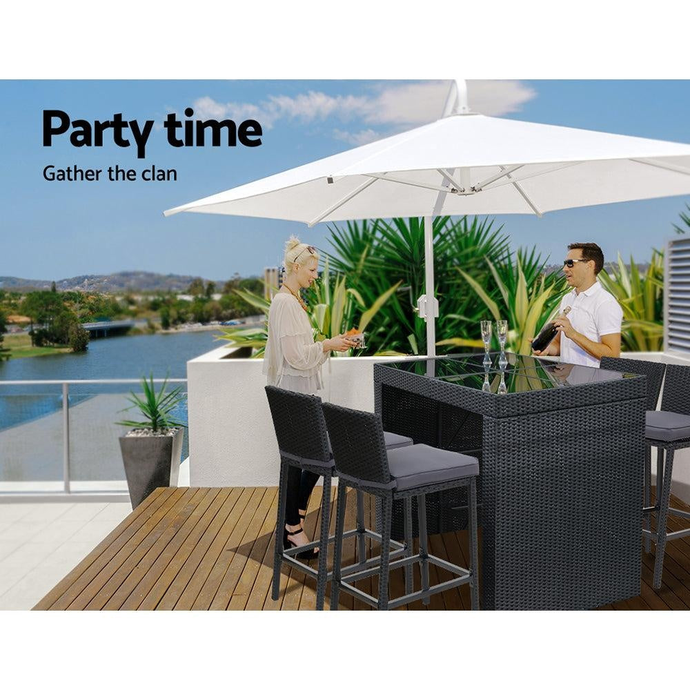 Gardeon Outdoor Bar Set Table Chairs Stools Rattan Patio Furniture 4 Seaters Deals499