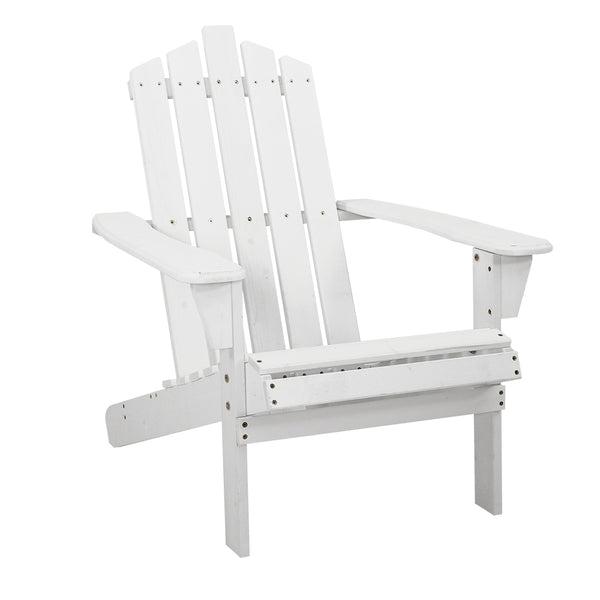 Gardeon Outdoor Sun Lounge Beach Chairs Table Setting Wooden Adirondack Patio - White Deals499