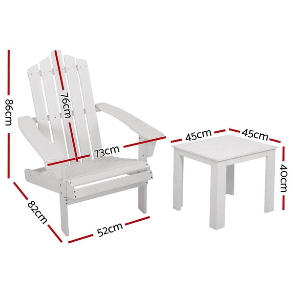 Gardeon Outdoor Sun Lounge Beach Chairs Table Setting Wooden Adirondack Patio Chair White Deals499