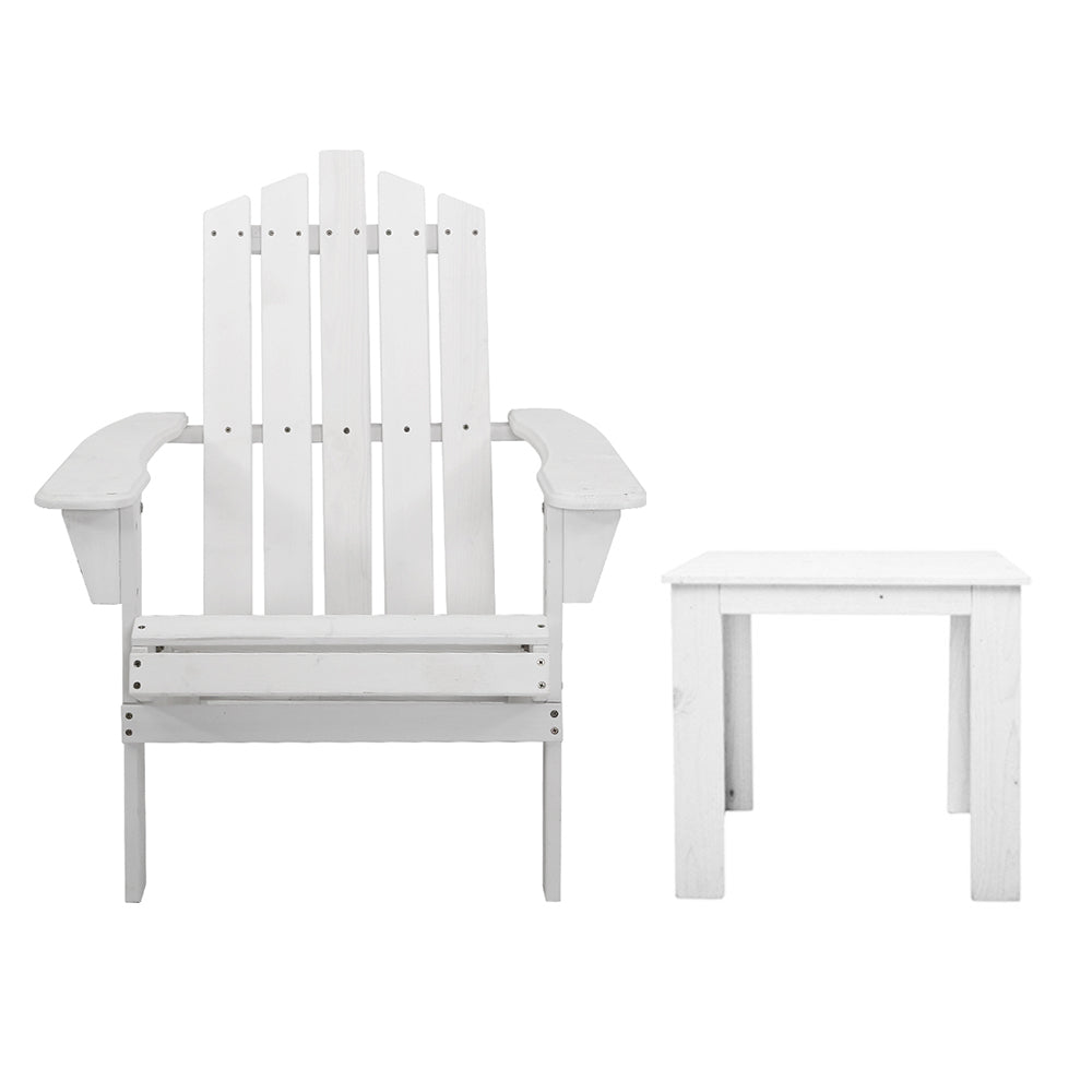 Gardeon Outdoor Sun Lounge Beach Chairs Table Setting Wooden Adirondack Patio Chair White Deals499
