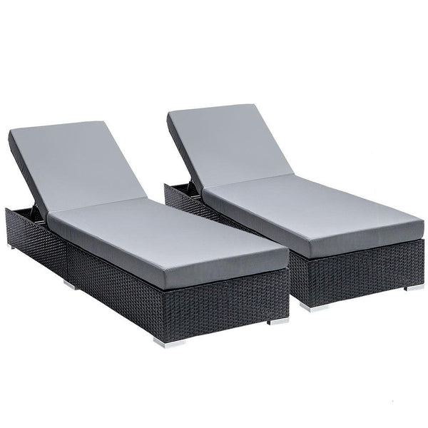 Gardeon Sun Lounge Wicker Lounger Outdoor Furniture Rattan Garden Day Bed Sofa Black Deals499