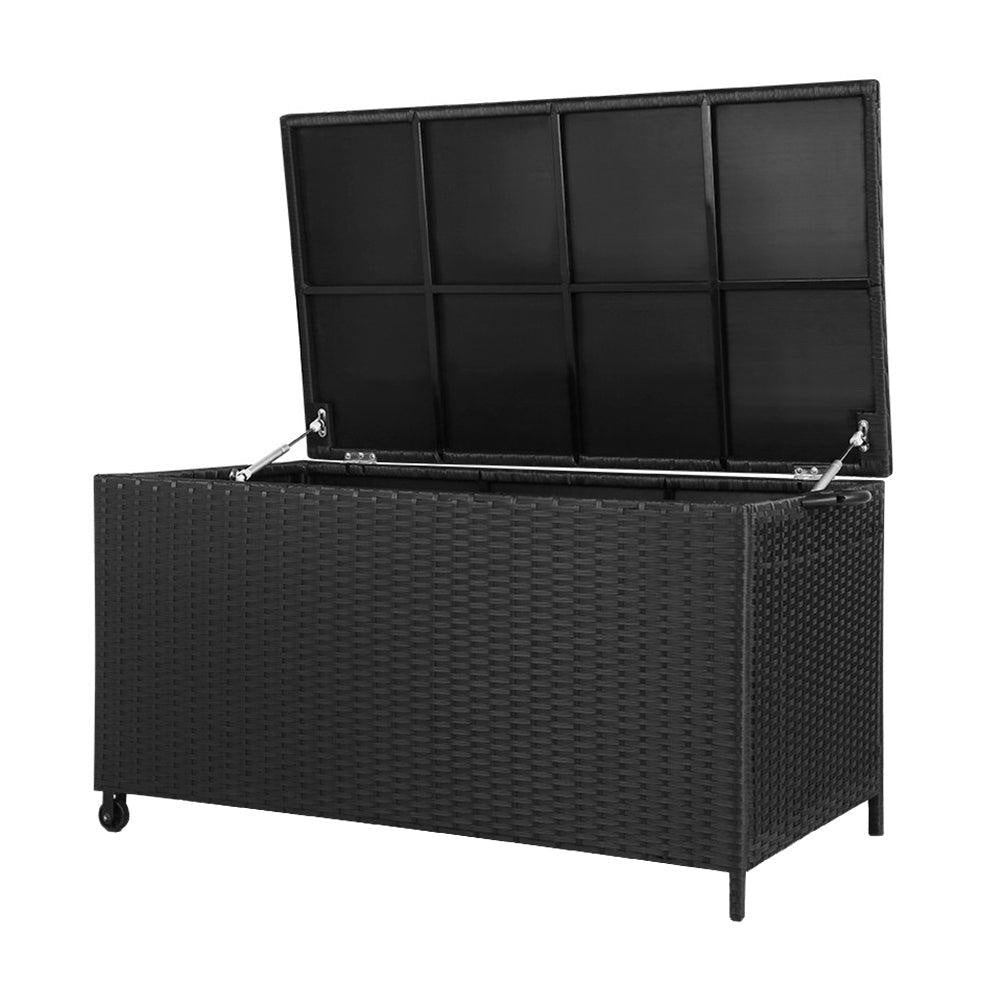 Gardeon 320L Outdoor Wicker Storage Box - Black Deals499