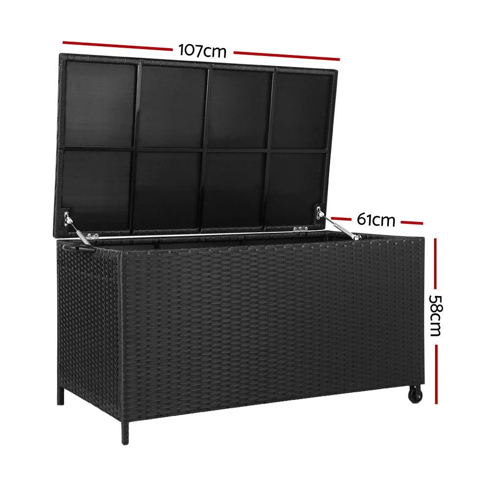 Gardeon 320L Outdoor Wicker Storage Box - Black Deals499