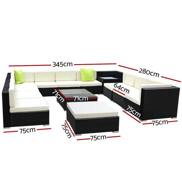 Gardeon 13PC Sofa Set with Storage Cover Outdoor Furniture Wicker Deals499