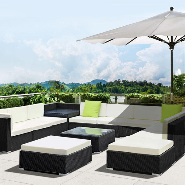 Gardeon 13PC Sofa Set with Storage Cover Outdoor Furniture Wicker Deals499