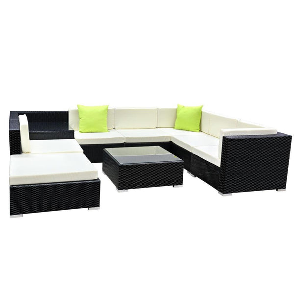 Gardeon 9PC Sofa Set with Storage Cover Outdoor Furniture Wicker Deals499