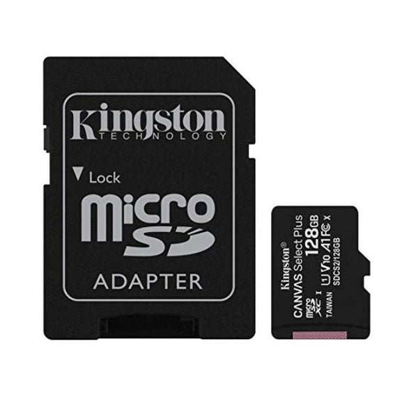KINGSTON 128GB MicroSD SDHC SDXC Class10 UHS-I Memory Card 100MB/s Read 10MB/s Write with standard SD adaptor ~SDCS/128GB KINGSTON