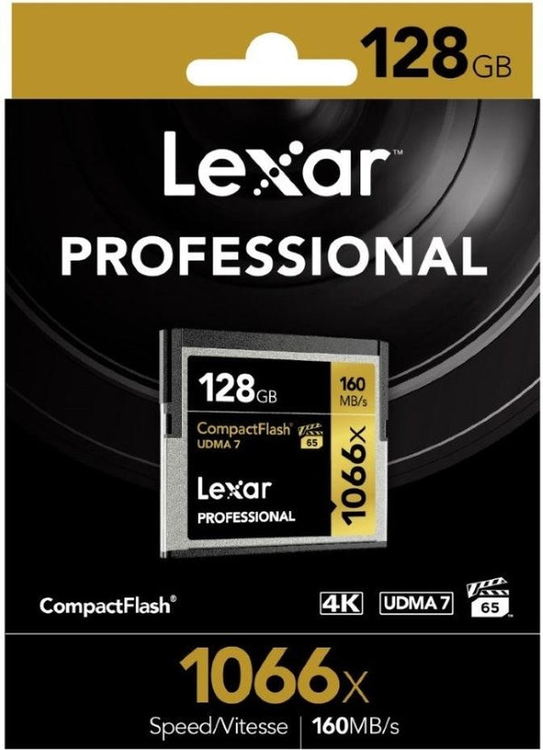 LEXAR Professional 1066x 128GB Compact Flash Card - Up to 160MBs Read/155Mbs Write/Compact Flash/High Quality 1080p full-HD/3D/4K(LS) LEXAR