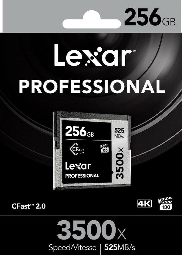 LEXAR Professional 3500x 256GB Cfast 2.0 Card - Up to 525MBs Read/445Mbs Write/High Speed Transfers/High Quality 4k with VPG-130/Cinema-Grade(LS) LEXAR