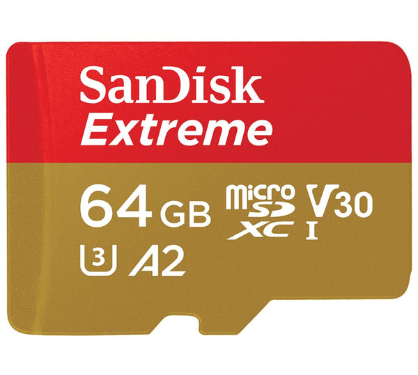 SANDISK 64GB Extreme microSD SDHC SQXAF V30 U3 C10 A1 UHS-1 160MB/s R 60MB/s W 4x6 SD Adaptor Android Smartphone Action Camera Drones SANDISK