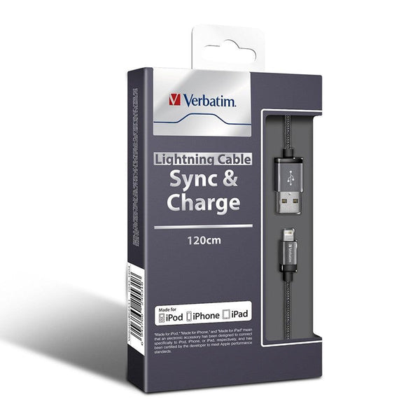 Verbatim Metallic Charge & Sync Lightning Cable - Black 120cm (LS) VERBATIM
