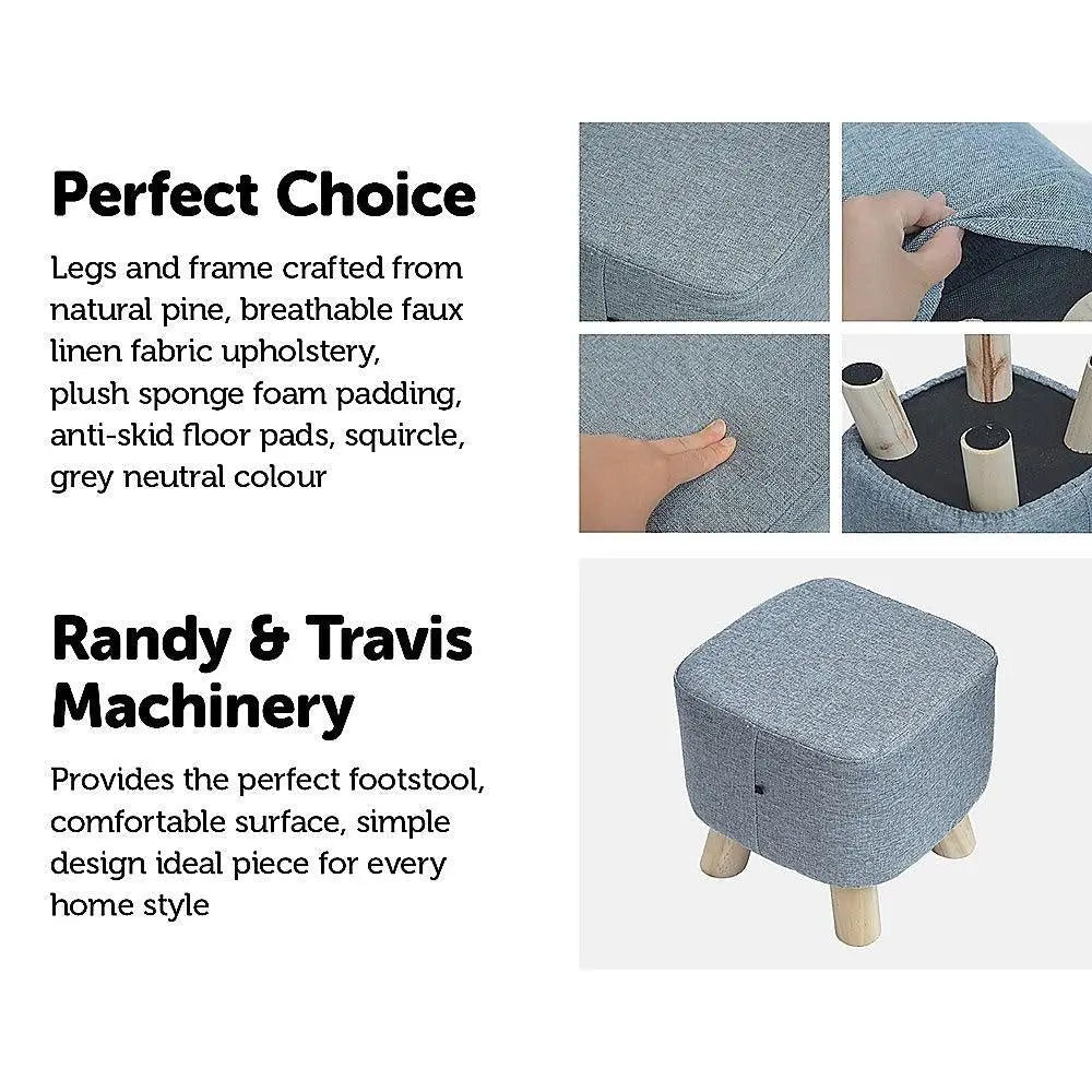 Fabric Ottoman Foot Stool Rest Pouffe Footstool Wood Storage Padded Seat Deals499
