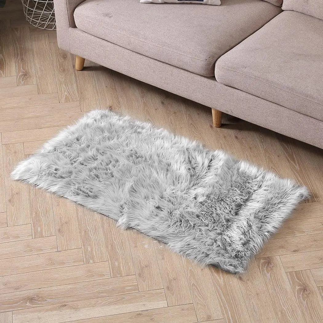 Floor Rugs Sheepskin Shaggy Rug Area Carpet Bedroom Living Room Mat 160X230 Grey Deals499