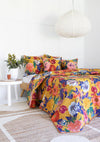 Floral Cotton Quilt Throw Bedspread Block Print Quilt Indian Quilt Comforter Duvet Cover Quilt Gift - Mustard Anthro from Deals499 at Deals499