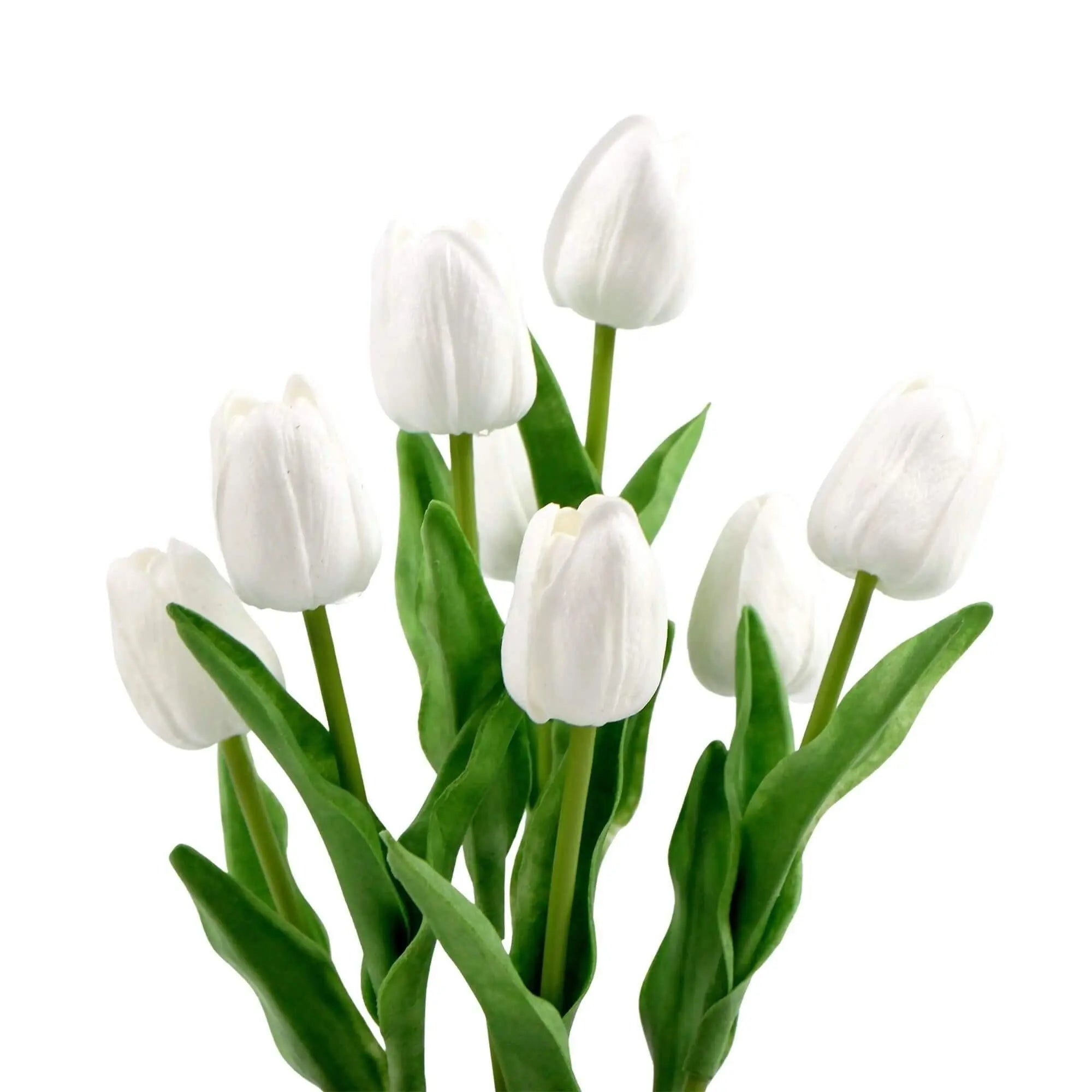 Flowering White Artificial Tulip Plant Arrangement With Ceramic Bowl 35cm Deals499