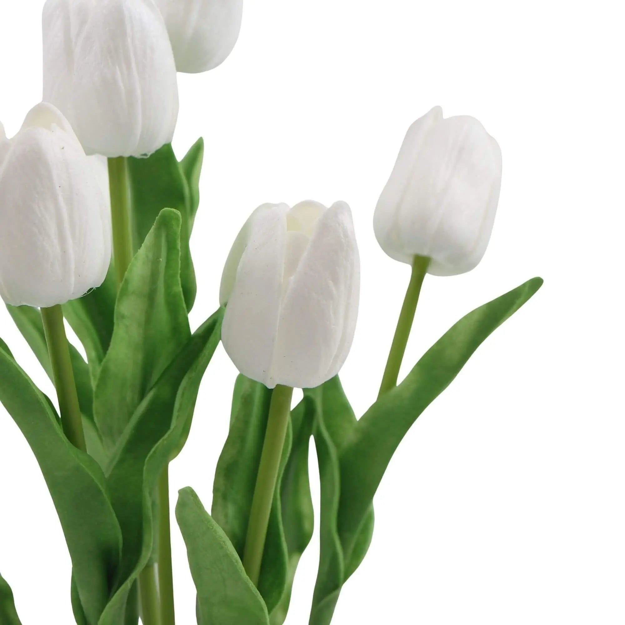 Flowering White Artificial Tulip Plant Arrangement With Ceramic Bowl 35cm Deals499