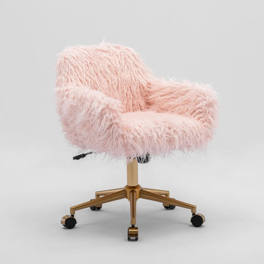 Fluffy Office Chair Faux Fur Modern Swivel Desk Chair for Women And Girls-Pink Deals499