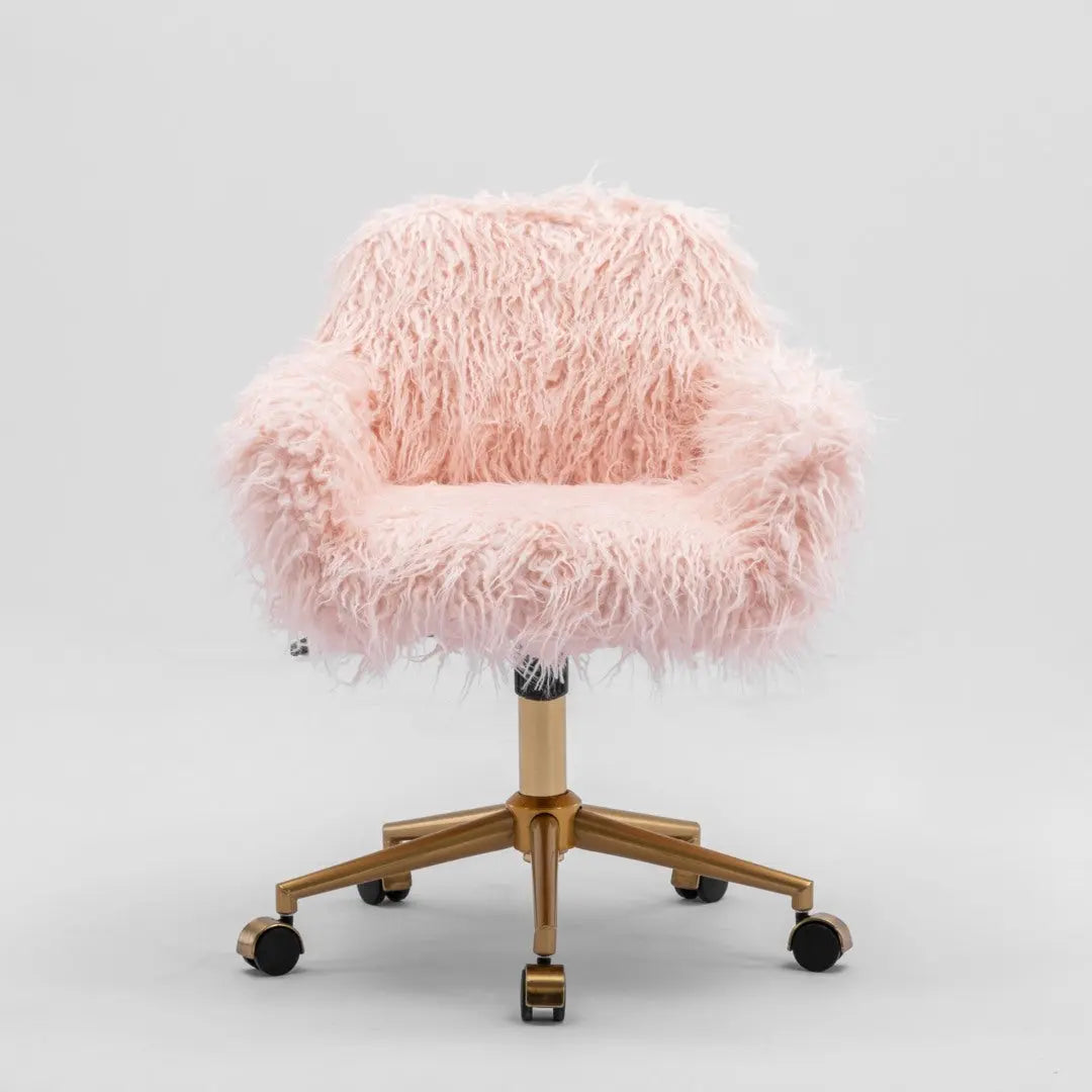 Fluffy Office Chair Faux Fur Modern Swivel Desk Chair for Women And Girls-Pink Deals499