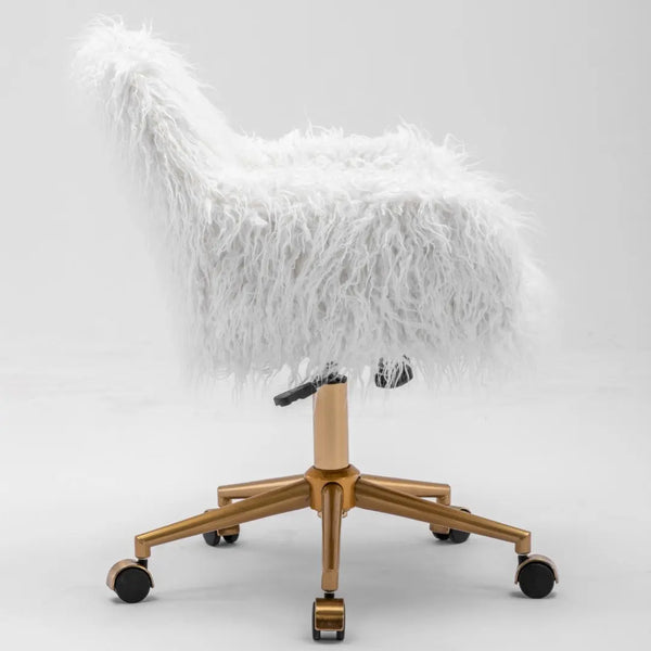 Fluffy Office Chair Faux Fur Modern Swivel Desk Chair for Women And Girls-White Deals499