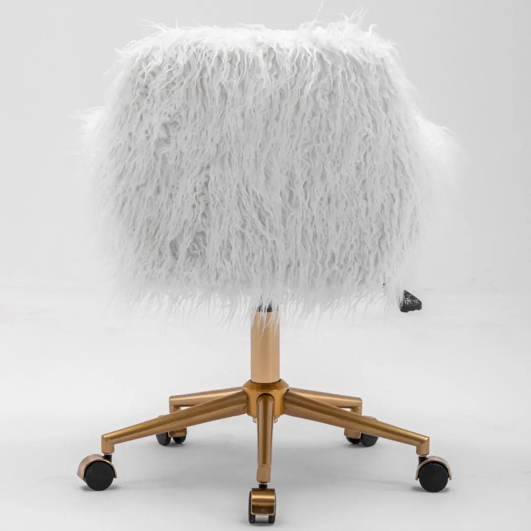Fluffy Office Chair Faux Fur Modern Swivel Desk Chair for Women And Girls-White Deals499