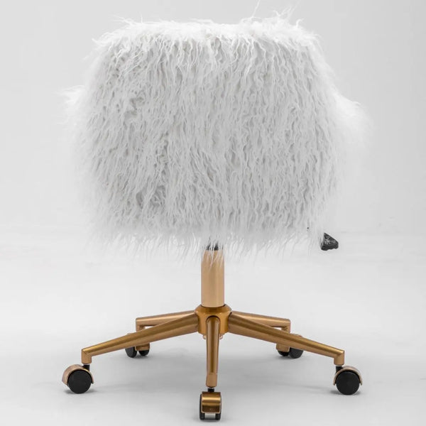 Fluffy Office Chair Faux Fur Modern Swivel Desk Chair for Women And Girls-White Deals499