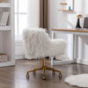 Fluffy Office Chair Faux Fur Modern Swivel Desk Chair for Women And Girls-White Deals499