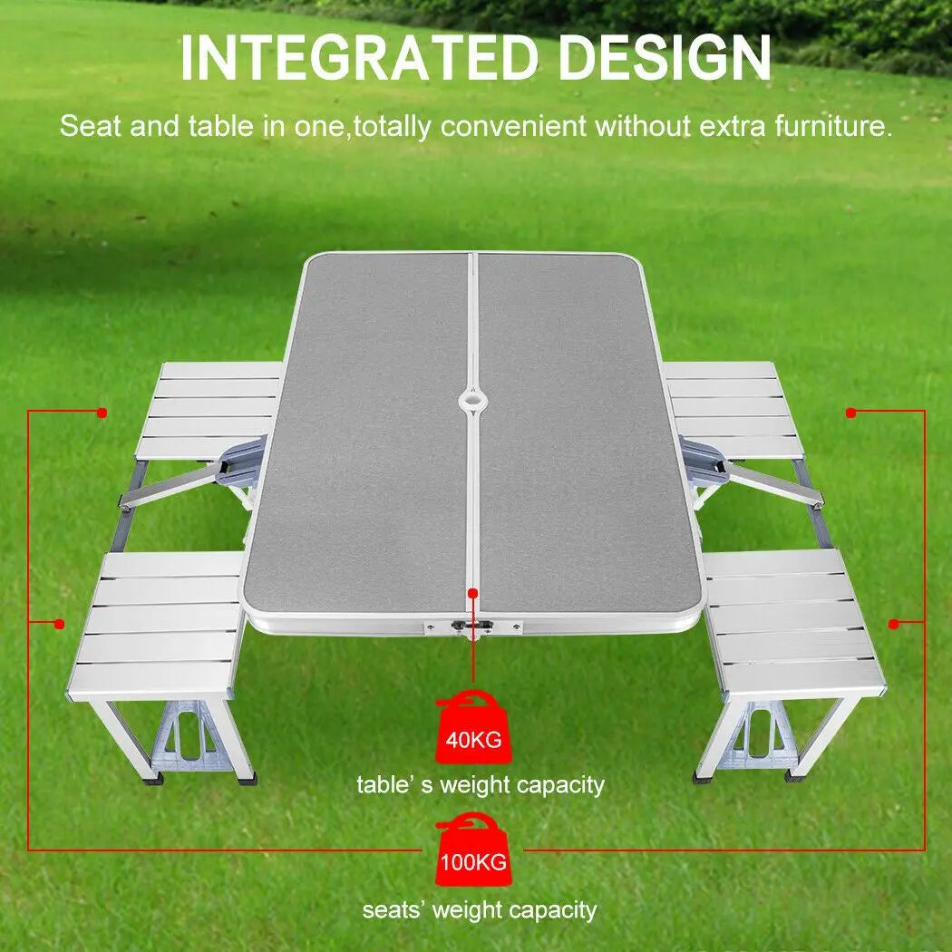Folding Camping Table with Stools Set Portable Picnic Outdoor Garden BBQ Setting Deals499