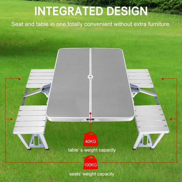 Folding Camping Table with Stools Set Portable Picnic Outdoor Garden BBQ Setting Deals499