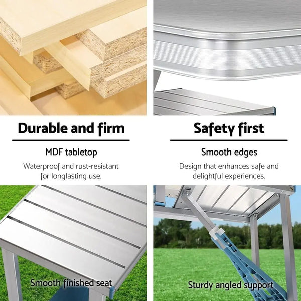 Folding Camping Table with Stools Set Portable Picnic Outdoor Garden BBQ Setting Deals499