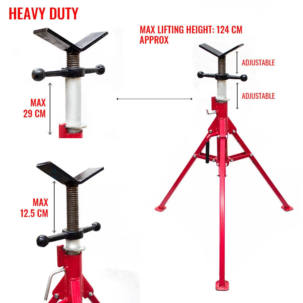 Folding Jack Stand 120cm Heavy Duty V Head Pipe Stand Adjustable Height 1.25 Ton from Deals499 at Deals499