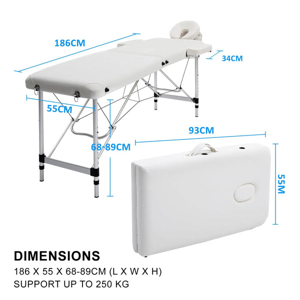 Forever Beauty White Portable Beauty Massage Table Bed Therapy Waxing 2 Fold 55cm Aluminium Deals499