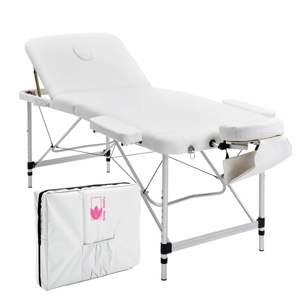Forever Beauty White Portable Beauty Massage Table Bed Therapy Waxing 3 Fold 70cm Aluminium Deals499