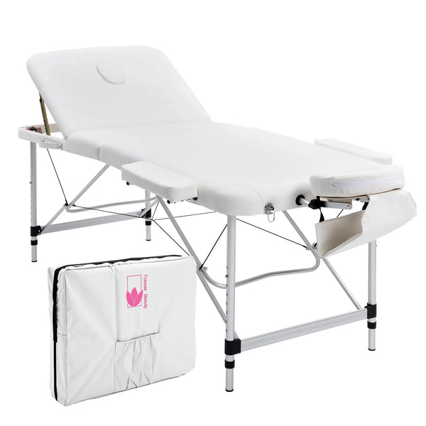 Forever Beauty White Portable Beauty Massage Table Bed Therapy Waxing 3 Fold 75cm Aluminium Deals499