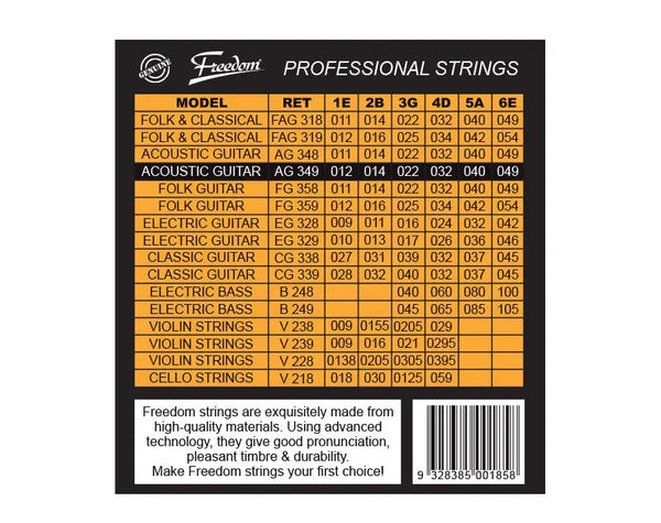 Freedom 10 Pack Acoustic Guitar Strings - Medium Gauge AG349-10PK Deals499