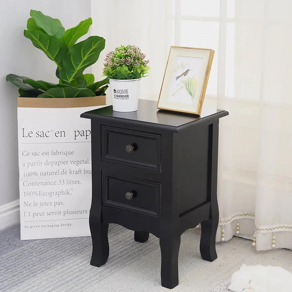 French Bedside Table Nightstand Black Set of 2 Deals499