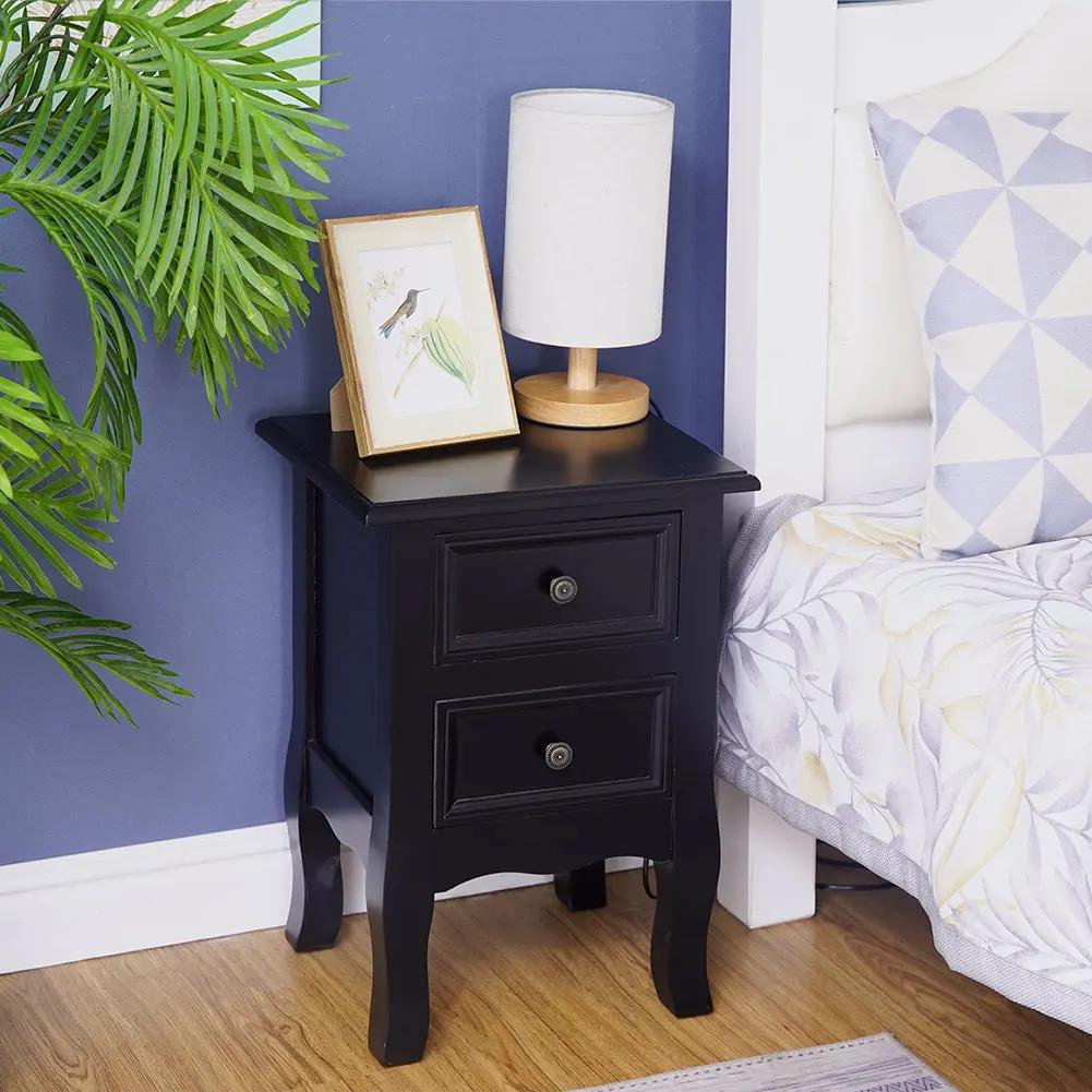 French Bedside Table Nightstand Black Set of 2 Deals499