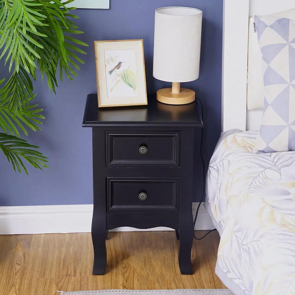 French Bedside Table Nightstand Black Set of 2 Deals499