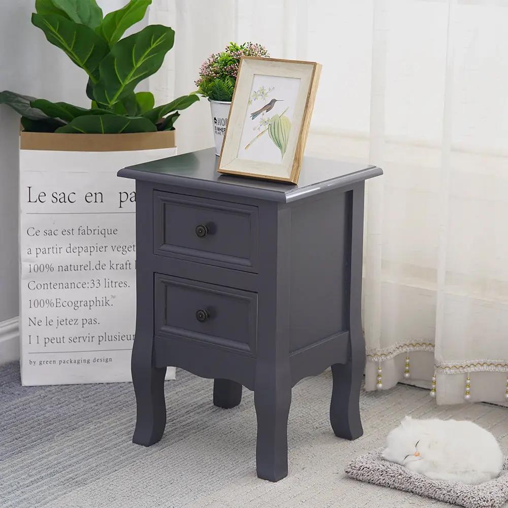 French Bedside Table Nightstand Grey Set of 2 Deals499