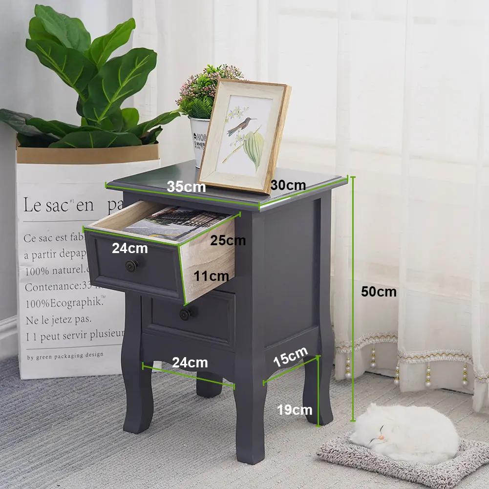 French Bedside Table Nightstand Grey Set of 2 Deals499