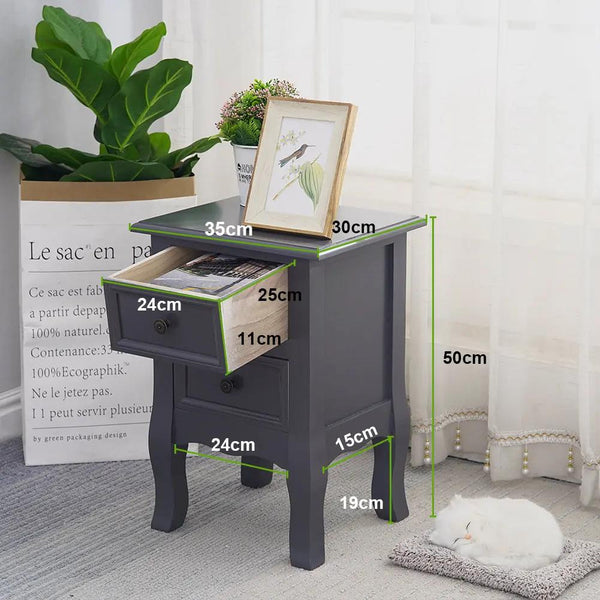 French Bedside Table Nightstand Grey Set of 2 Deals499