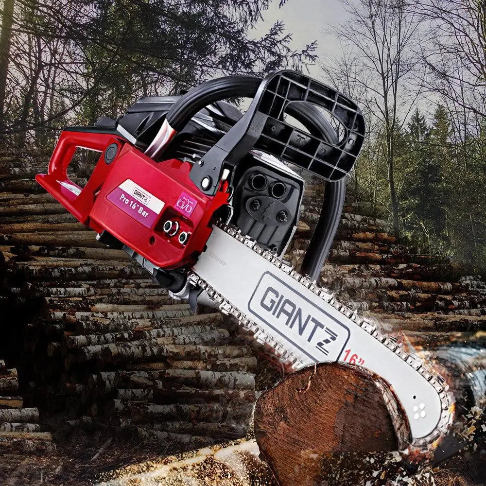 GIANTZ 45CC Petrol Commercial Chainsaw Chain Saw Bar E-Start Black Deals499