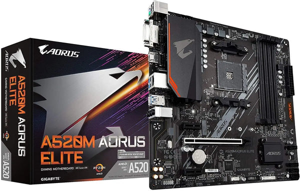 GIGABYTE A520M AORUS ELITE AMD mATX MB 4xDDR4 1xHDMI 1xDVI 1xM.2 GIGABYTE