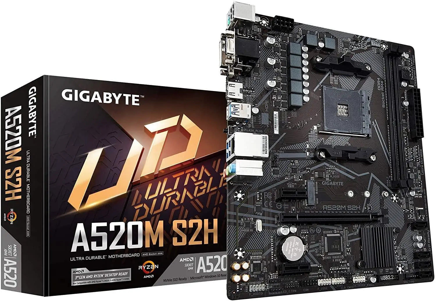 GIGABYTE A520M S2H AMD mATX MB 2xDDR4 1xM.2 PCIE 3.0 1xHDMI 1xDVI GIGABYTE